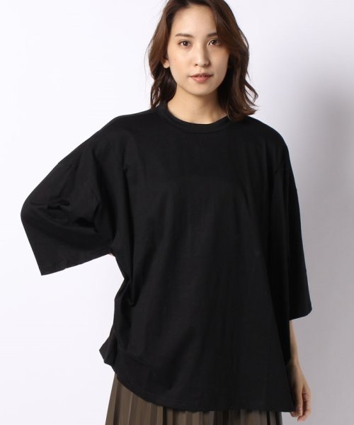 STYLEBLOCK(スタイルブロック（レディース）)/シルケット風天竺タックオーバーサイズビッグシルエットTシャツカットソー/ブラック