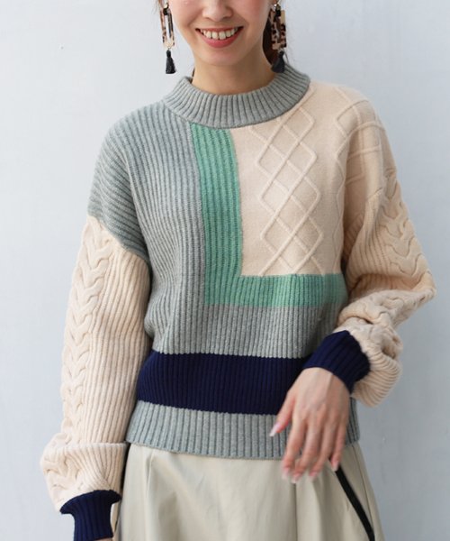 セール 44 Off インターシャ配色ケーブルニット リアルキューブ Real Cube Magaseek