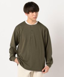 NOLLEY’S goodman(ノーリーズグッドマン)/ヘンリーネック ビッグシルエット ロングＴシャツ/グリーン