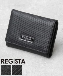 REGiSTA(レジスタ)/REGiSTA / レジスタ / エンボス加工 フェイクレザー 三つ折り財布 / コンパクトウォレット/ブラック系1