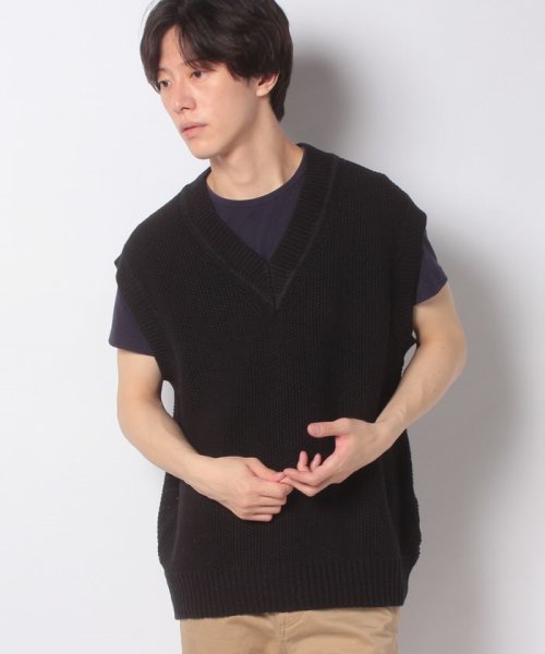 JOURNAL STANDARD MEN(ジャーナルスタンダードメンズ)/C/LINEN OVER VEST/ブラック