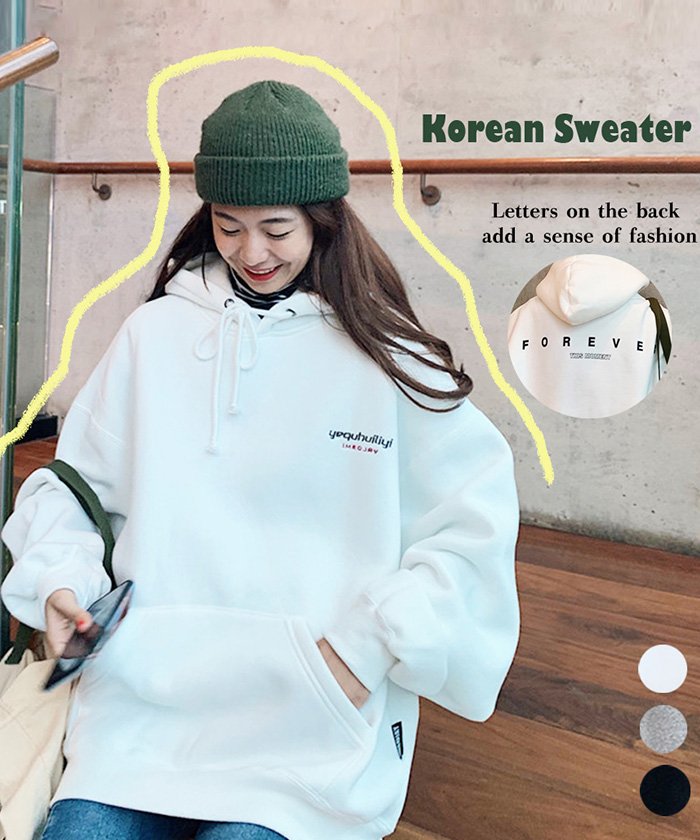 セール パーカー レディーストップス 裏起毛 暖かい ビッグパーカー オバーサイズ 袖ボリューム 韓国 ミニミニストア Miniministore Magaseek
