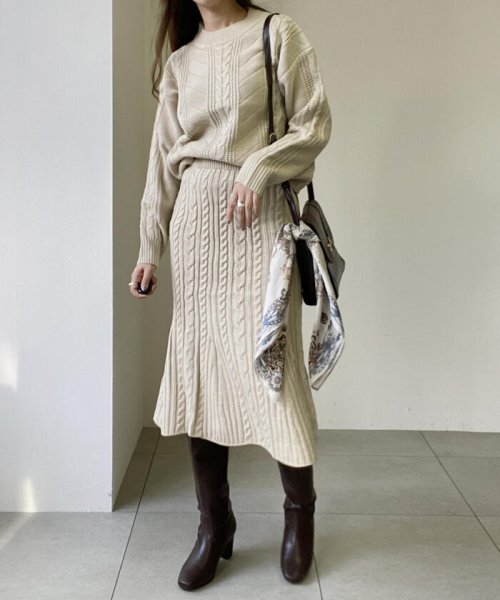 セール ケーブルマーメイドスカートニットセットアップ アンレリッシュ Unrelish Magaseek