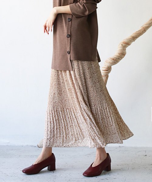 セール 裏地フリース小花柄消しプリーツスカート リアルキューブ Real Cube Magaseek