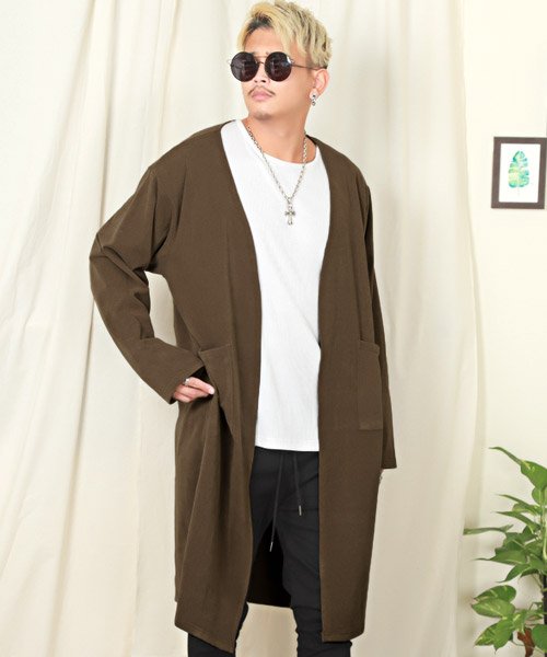 セール フリースロングガウン カーディガン メンズ ガウン フリース ロング丈 羽織り ラグスタイル Luxstyle Magaseek