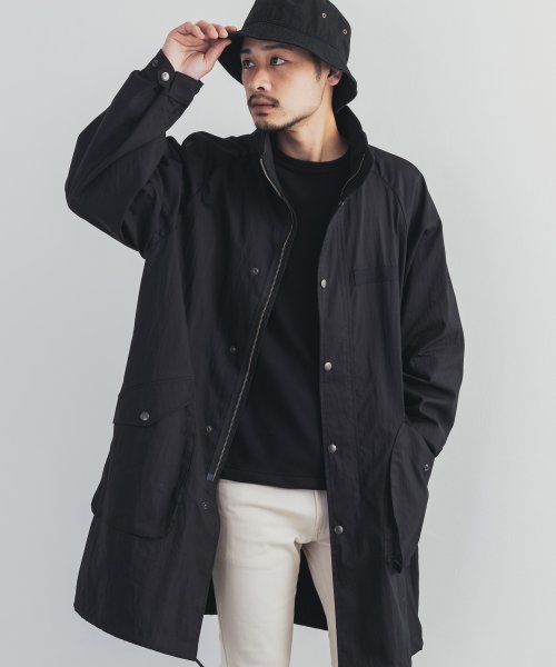 モッズコート メンズ ミリタリージャケット M90 ライトアウター グリストーンw 綿 ナイロン 高密度ギャバジン 日本製 国産 シンプル 無地 ロング レイヤ ロッキーモンロー Rocky Monroe Magaseek