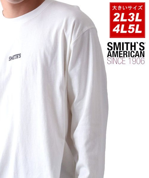 MARUKAWA(大きいサイズのマルカワ)/【SMITH'S AMERICAN】スミスアメリカン 大きいサイズ ミニロゴ/胸ポケットロンT 長袖Tシャツ/2L～5L/ホワイト