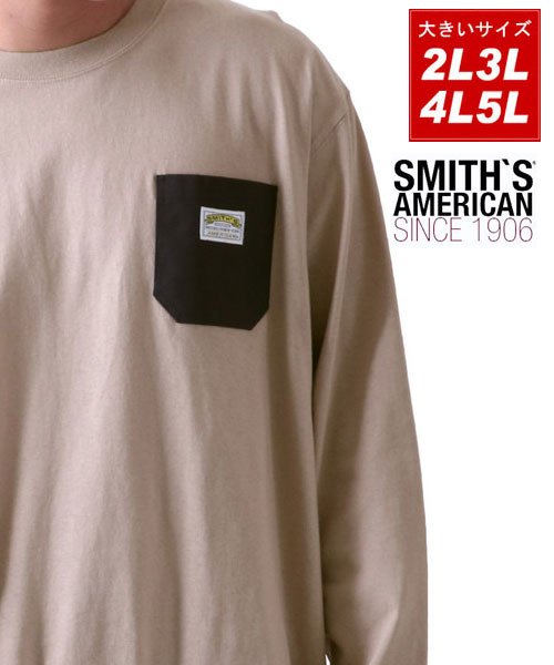 セール Smith S American スミスアメリカン 大きいサイズ ミニロゴ 胸ポケットロンt 長袖tシャツ 2l 5l 大きいサイズのマルカワ Marukawa Magaseek