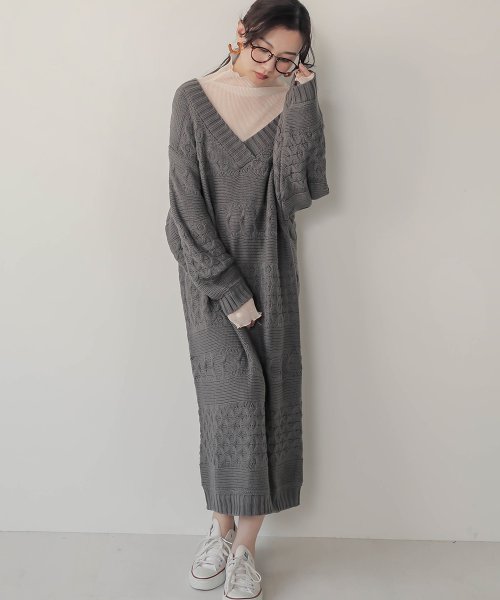 セール Web限定 ヨコアミケーブルニットワンピース バブ Bab Magaseek