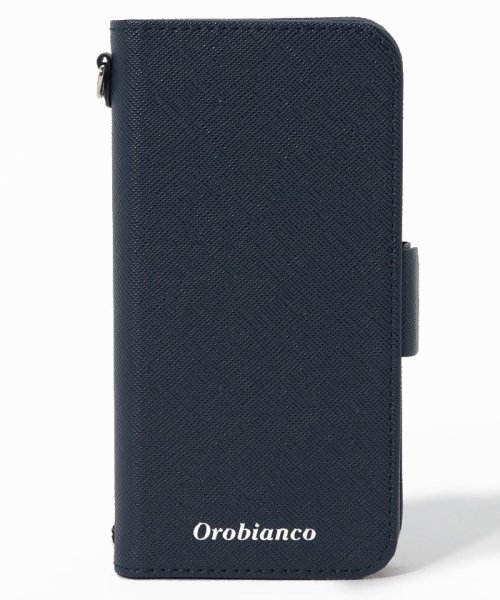 Orobianco（Smartphonecase）(オロビアンコ（スマホケース）)/"サフィアーノ調" PU Leather Book Type Case(iPhone 12 mini)/NAVY
