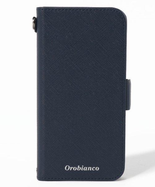 Orobianco（Smartphonecase）(オロビアンコ（スマホケース）)/"サフィアーノ調" PU Leather Book Type Case(iPhone 12/12 Pro)/NAVY