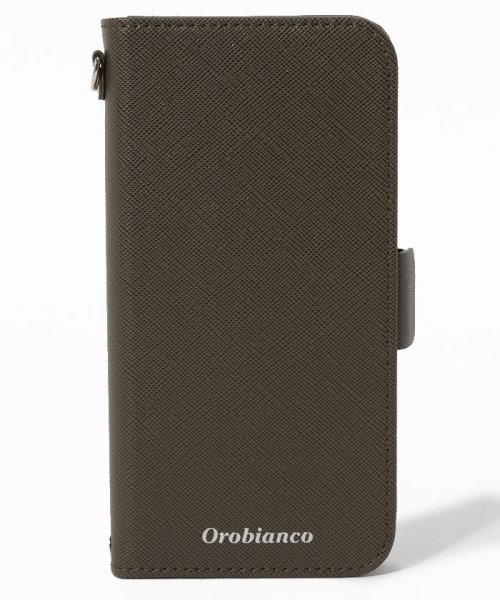 Orobianco（Smartphonecase）(オロビアンコ（スマホケース）)/"サフィアーノ調" PU Leather Book Type Case(iPhone 12/12 Pro)/KHAKI