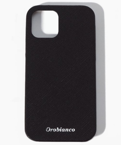 Orobianco（Smartphonecase）(オロビアンコ（スマホケース）)/"サフィアーノ調"PU Leather Back Case(iPhone 12/12 Pro)/BLACK