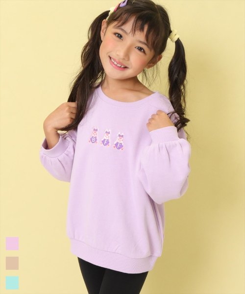 ANAP KIDS(アナップキッズ)/ポンポン刺繍裏毛トレーナー/ラベンダー