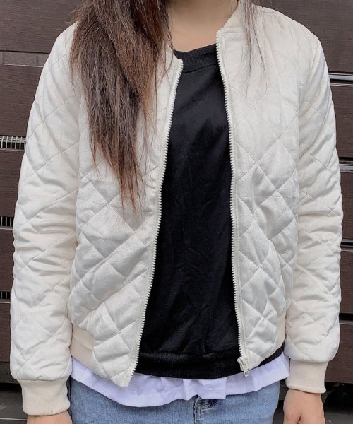 セール ブルゾン レディース 秋冬 ジャケット ショート丈 アウターノーカラー ショートコート 中綿 キルティング ジップアップ きれいめ シンプル 裏地付き ショッピングゴー Shoppinggo Magaseek