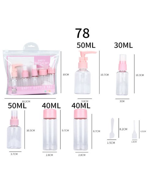 セール トラベルボトル7点セット 小分けボトル 詰め替え シャンプー リンス 持ち運び 化粧品洗顔 旅行便利 旅行ボトル 漏れ防止 ショッピングゴー Shoppinggo Magaseek