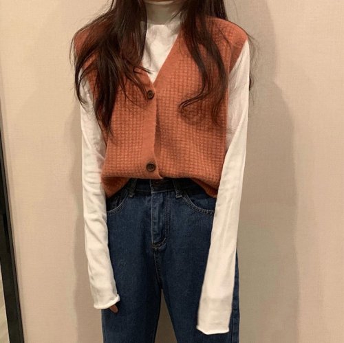 セール Vネック ニットベスト レディース ノースリーブ 開襟セーター 袖なし ニットトップス 秋冬 おしゃれ ジレ 重ね着 ミニミニストア Miniministore Magaseek