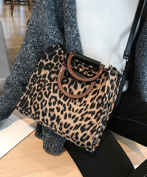 セール ヒョウ柄 ハンドバッグ レディース ショルダーバッグ 斜め掛け レオパード スクエアバッグ 大容量 手提げバッグ 大人可愛い ミニミニストア Miniministore Magaseek