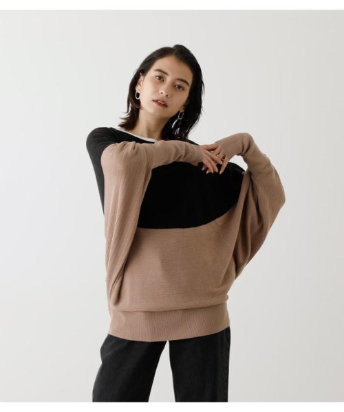AZUL by moussy(アズールバイマウジー)/NUDIE CIRCULAR DOLMAN KNIT PO/柄BEG5