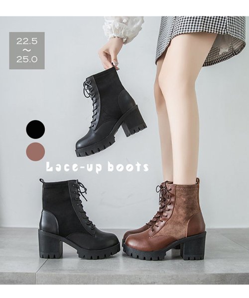 レースアップブーツ ブーツ 編み上げブーツ レディース ショートブーツ 靴 通勤 Ol 秋冬 ミニミニストア Miniministore Magaseek