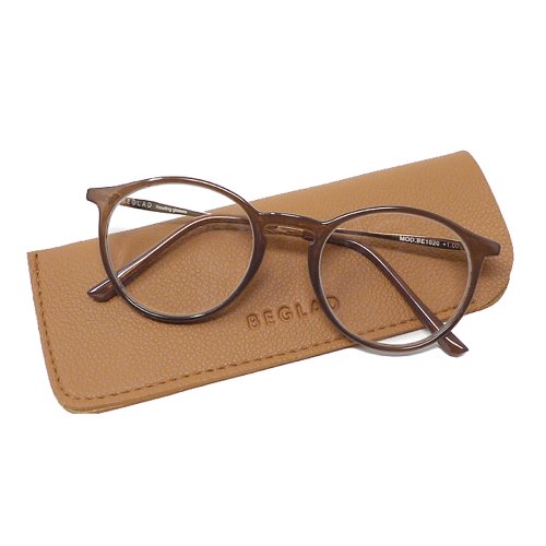新品 ビグラッド 怖かっ 老眼鏡 ボストン 1020 ピンク バネ丁番 +2.00