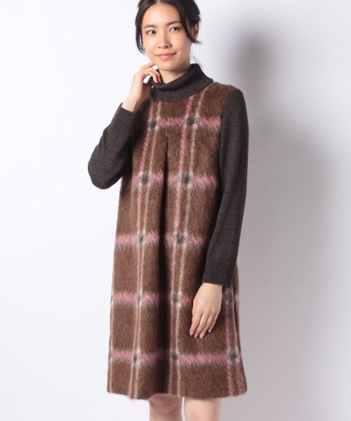 セール モヘア混シャギー エアリーチェックニットワンピース バイス バーサ Vice Versa Magaseek