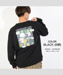 1111clothing(ワンフォークロージング)/トレーナー メンズ スウェット レディース USAコットン 綿100% ペア トレーナー レトロ プリント バックプリント トップス 長袖 カットソー 韓国 フ/ブラック