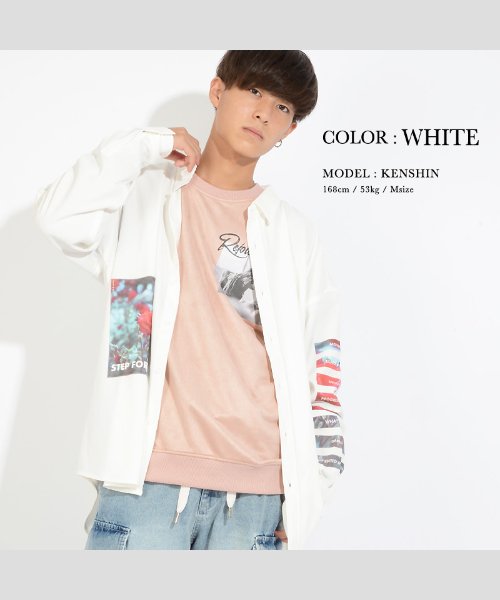 薔薇 シャツ メンズ 長袖 レディース ロングシャツ ビッグシャツ 長袖シャツ 丈長 ロング丈 ビッグシルエット シャツ 長袖 シャツワンピ プリント シャツ バ ワンフォークロージング 1111clothing Magaseek