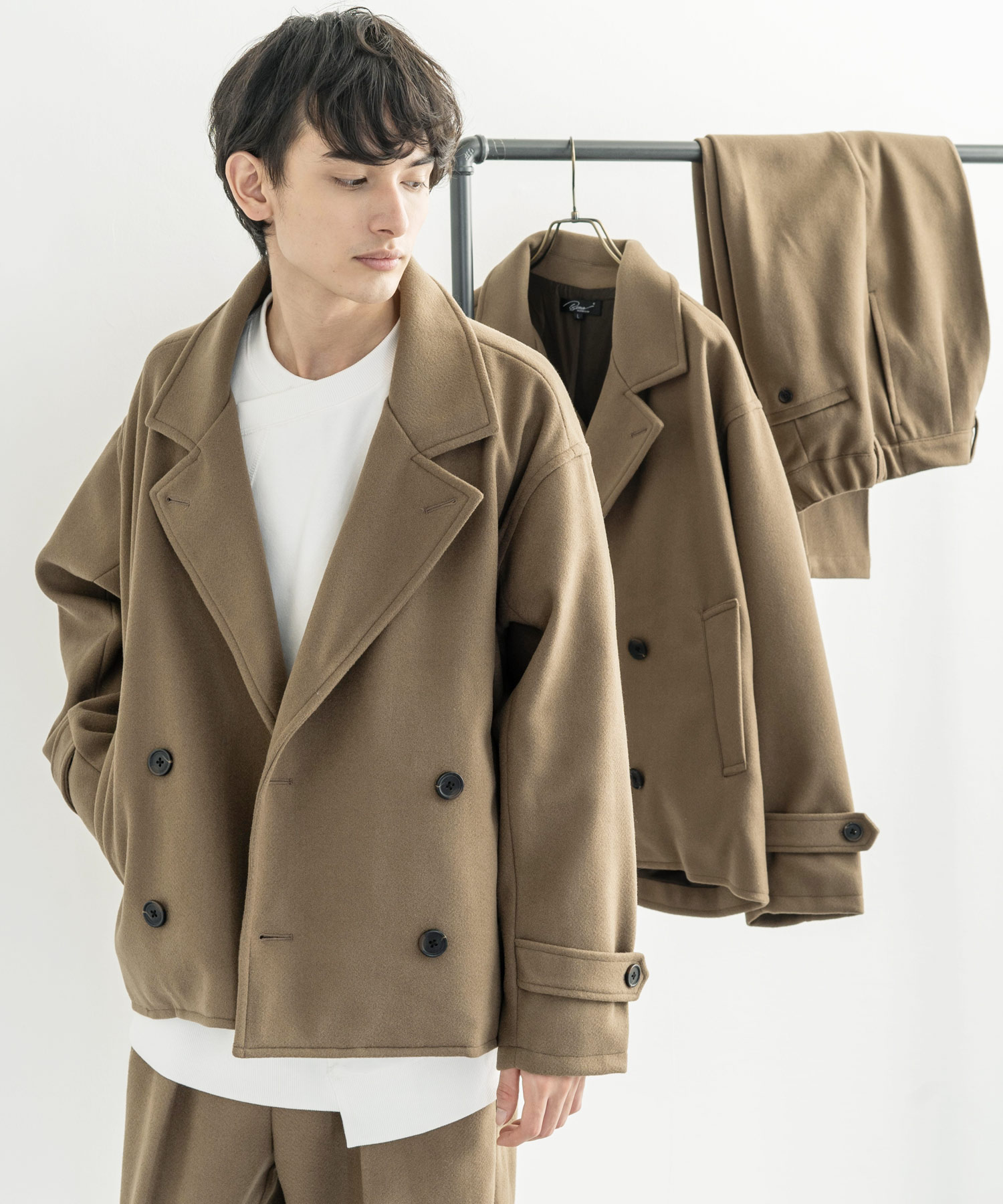 セットアップ メンズ ジャケット トレンチコート アウター テーパード