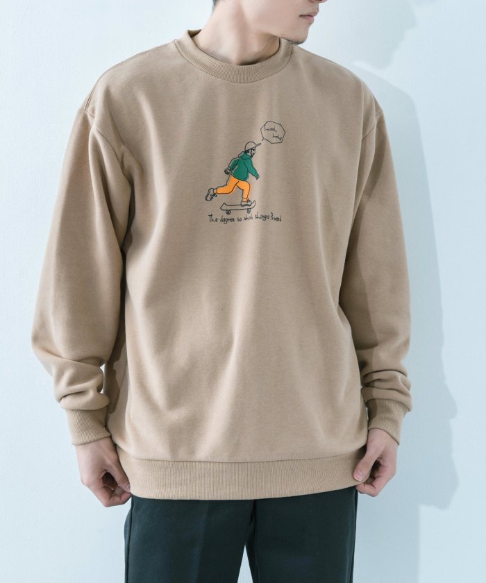 クーポン スウェット メンズ レディース トレーナー オーバーサイズ カジュアル ストリート 裏起毛 クルーネック イラスト アートプリント スケボー シンプル ドロップ ロッキーモンロー Rocky Monroe Magaseek