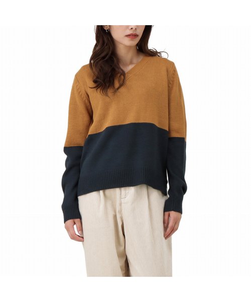 Navy ネイビー 7g天竺編み合わせ Vネックバイカラープルオーバーニット Mh807 806 マックハウス レディース Mac House Women Magaseek
