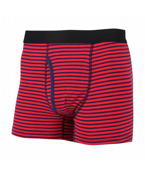 MAC HOUSE(men)(マックハウス（メンズ）)/NAVY ネイビー 細ボーダー前開きボクサーパンツ MH－239/レッド