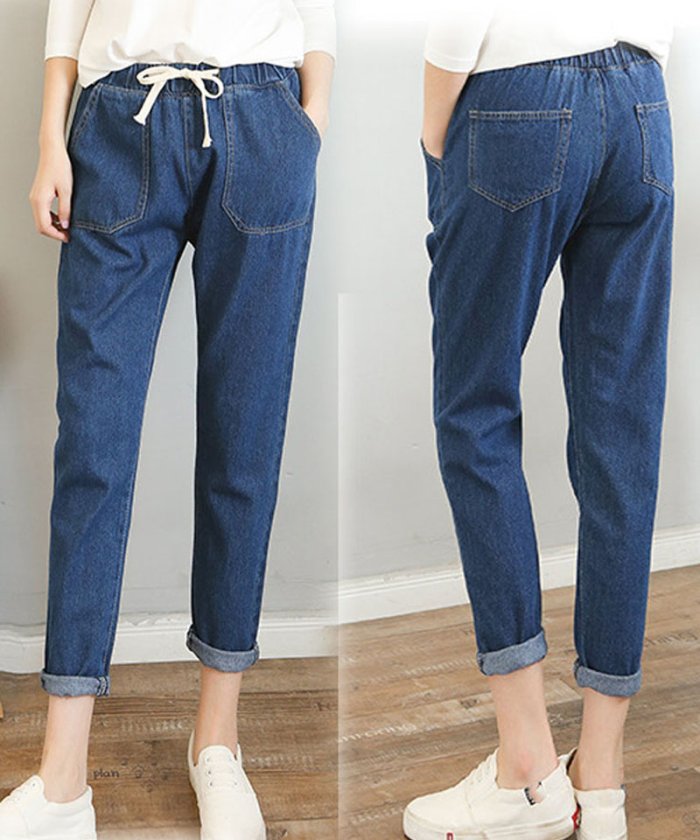 セール デニムパンツ レディース ジーンズ ズボン アンクル丈 ウエストゴム ハイウエスト ジーンズ ゆったり ジーパン 着やせ ボトムス ショッピングゴー Shoppinggo Magaseek