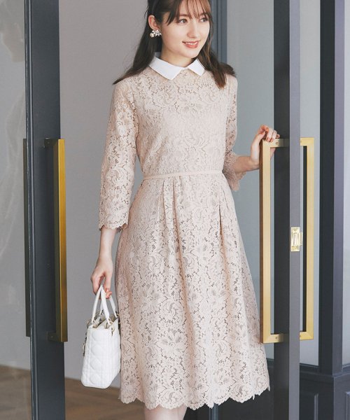 襟付きウエストりぼんスカラップフラワーレースワンピース トッコクローゼット Tocco Closet Magaseek