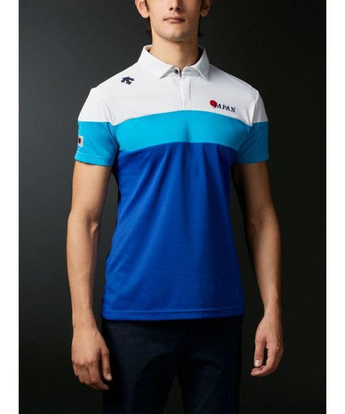 DESCENTE GOLF(デサントゴルフ)/【ナショナルチームモデル】カッティングデザイン ショートスリーブシャツ【UV】/ブルー系