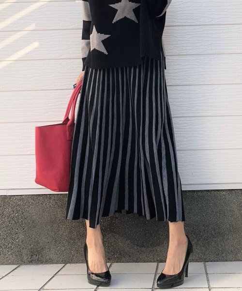 セール ストライプニットスカート キュー Q Magaseek