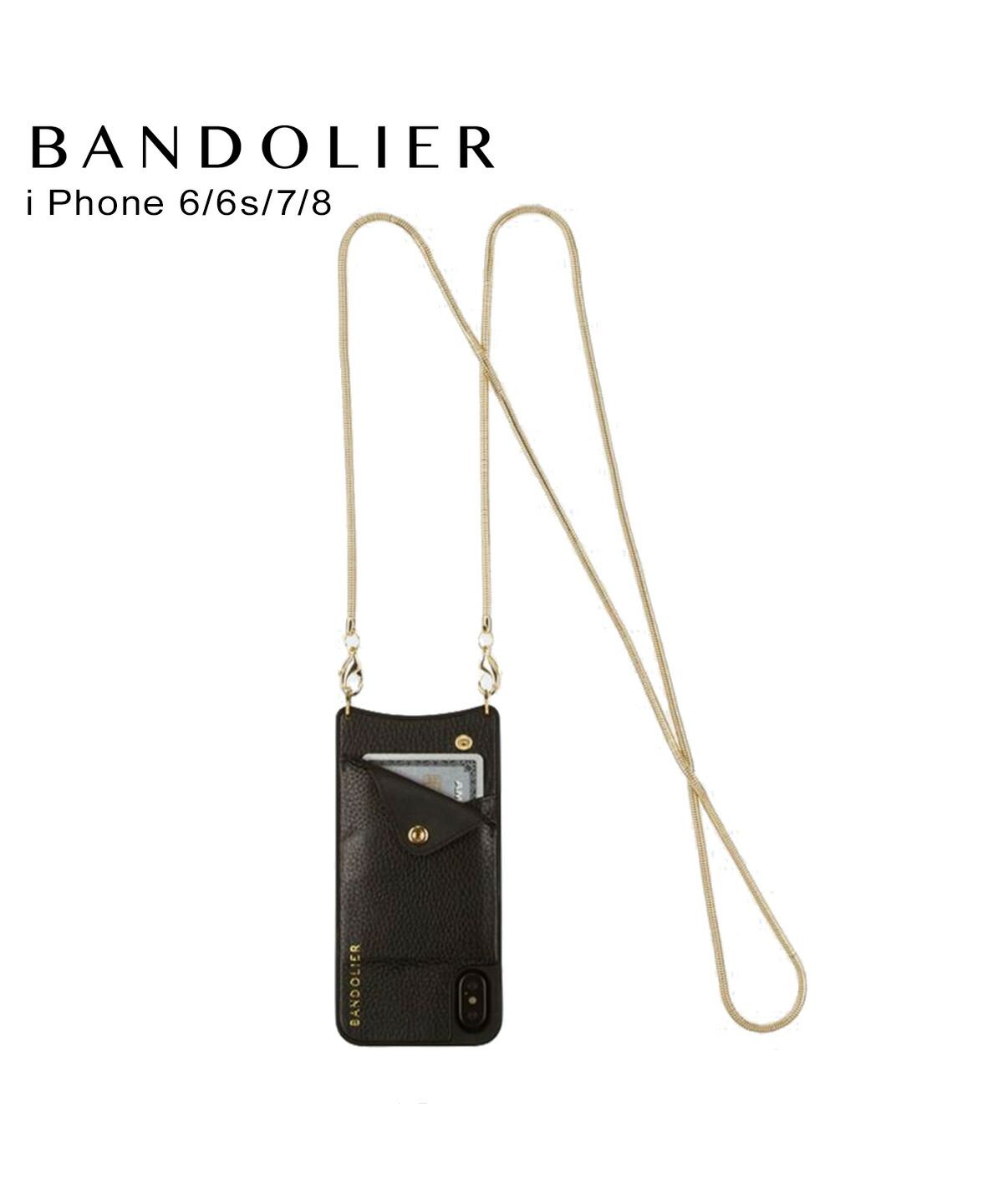 BANDOLIER バンドリヤー iPhone SE SE2 8 7 6s 6 ケース スマホ 携帯 アイフォン レディース BELINDA GOLD  ブラック