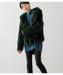 AZUL by moussy(アズールバイマウジー)/FLUFFY HOODIE SHORT COAT/GRN