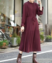フリルネック スリーブ プリーツワンピース 無地 アパートメントデパートメント Apartmentdepartment Magaseek