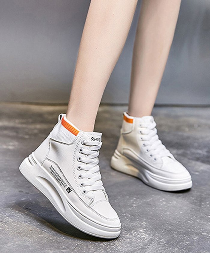 厚底 スニーカー レディース 疲れない ハイカット シューズ レースアップ 履きやすい 靴スポーツ おしゃれ 韓国風 プラット ミニミニストア Miniministore Magaseek