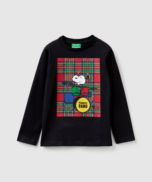 BENETTON (UNITED COLORS OF BENETTON BOYS)(ユナイテッド　カラーズ　オブ　ベネトン　ボーイズ)/【スヌーピー(SNOOPY)コラボ】キャラクターズ長袖Tシャツ・カットソー/ブラック