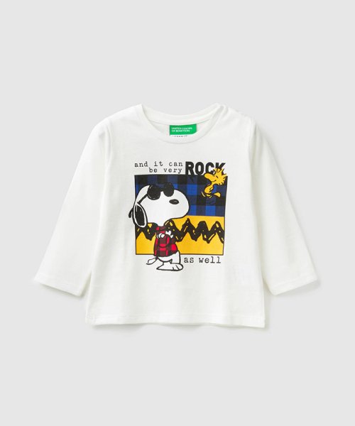 BENETTON (UNITED COLORS OF BENETTON BOYS)(ユナイテッド　カラーズ　オブ　ベネトン　ボーイズ)/【スヌーピー(SNOOPY)コラボ】キャラクターズ長袖Tシャツ・カットソー/ホワイト