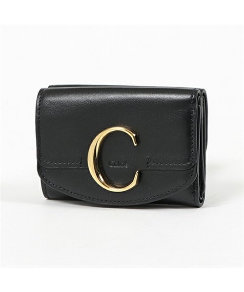 Chloe(クロエ)/【Chloe(クロエ)】CHC19UP058A37 CHLOE C クロエシー レザー 三つ折り財布 ミニ財布 豆財布 001/Black レディース/ブラック