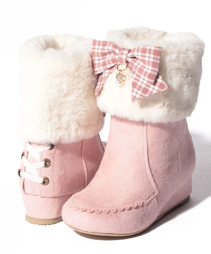 セール ファー リボンムートンブーツ アクシーズファムキッズ Axes Femme Kids Magaseek