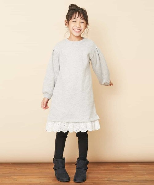 a.v.v(KID'S)(アー・ヴェ・ヴェキッズ)/[100－130]裏起毛レイヤードトレーナーワンピース[WEB限定サイズ]/ライトグレー