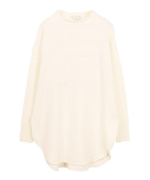 スムースニットラウンドヘムニットチュニック M L レディース 春秋冬 トップス チュニック オフホワイト ベージュ モカ ブルー ブラック ニット シンプル アンドイット And It Magaseek