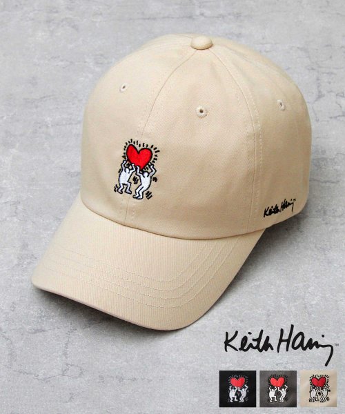 AMS SELECT(エーエムエスセレクト)/【Keith Haring/キースへリング】キャンバスキャップ/ローキャップ/ハート/ベージュ