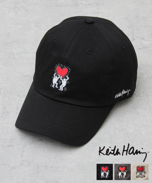 AMS SELECT(エーエムエスセレクト)/【Keith Haring/キースへリング】キャンバスキャップ/ローキャップ/ハート/ブラック