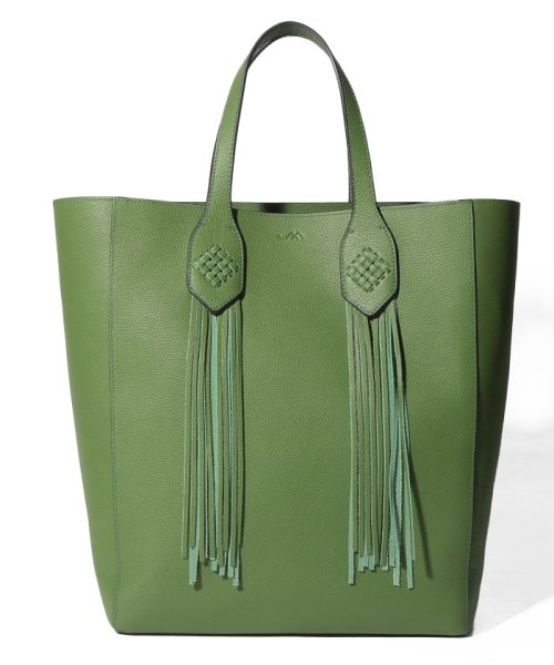 The MICHIE(The MICHIE)/Fringe Tote in Leather/LIGHT GREEN