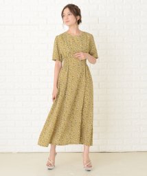 Lace Ladies(レースレディース)/小花柄半袖レトロワンピース/マスタード